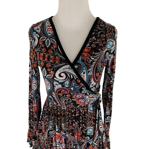 Xhilaration Women's XS Faux Wrap Dress Floral Print Side Tie Rayon Blend - Picture 2 of 7